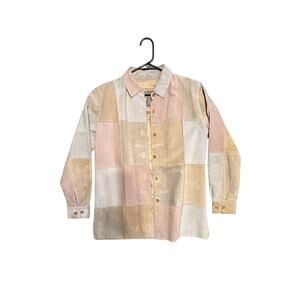 Patchwork 100% suede leather shacket